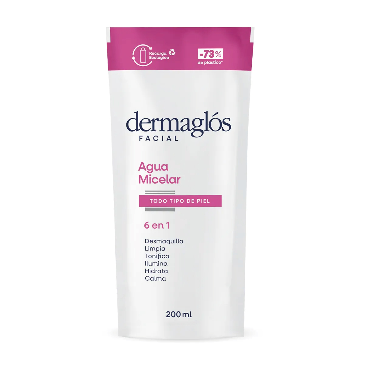 DERMAGLOS AGUA MICELAR REFILL 6 EN 1 X 200 ML.